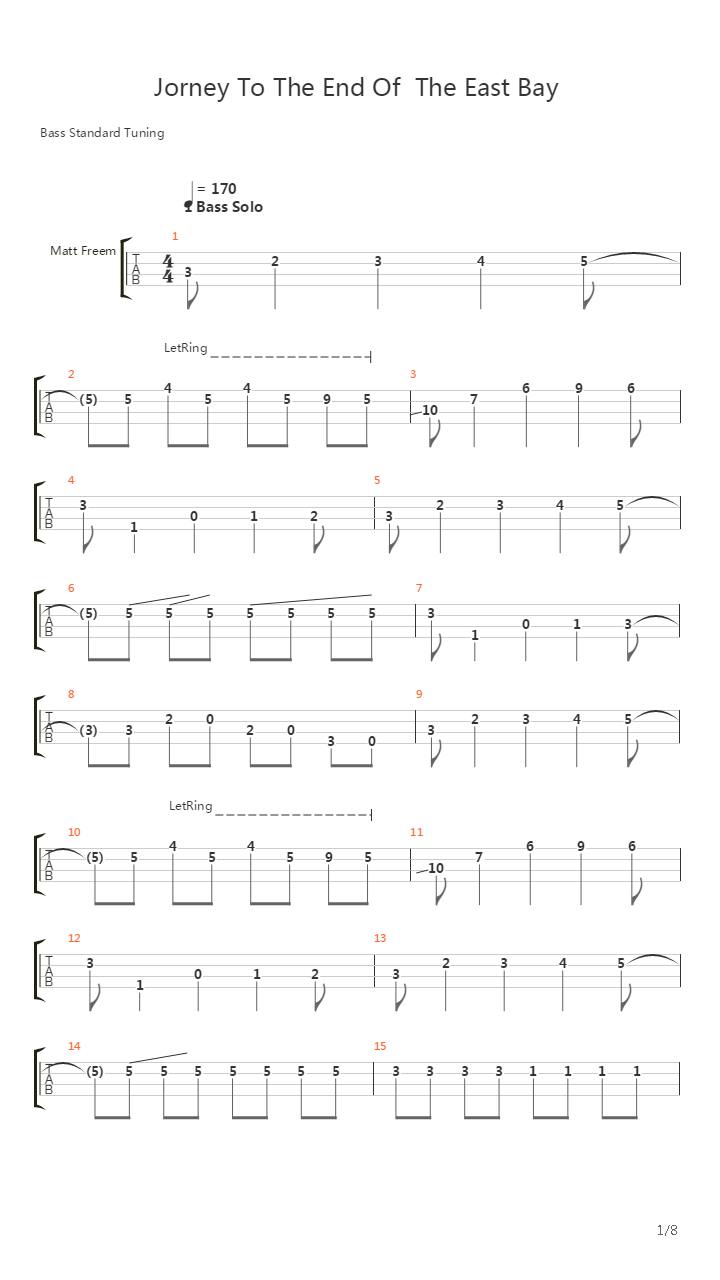 Journey To The End Of The East Bay吉他谱