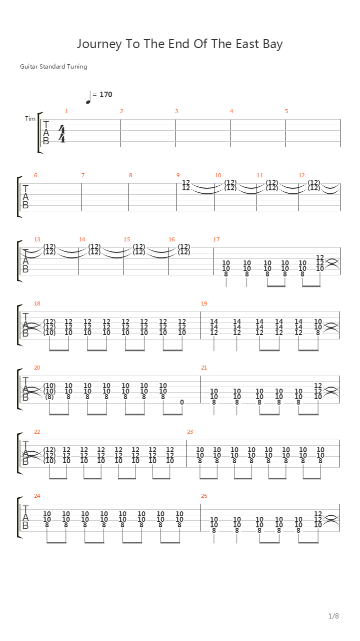 Journey To The End Of The East Bay吉他谱