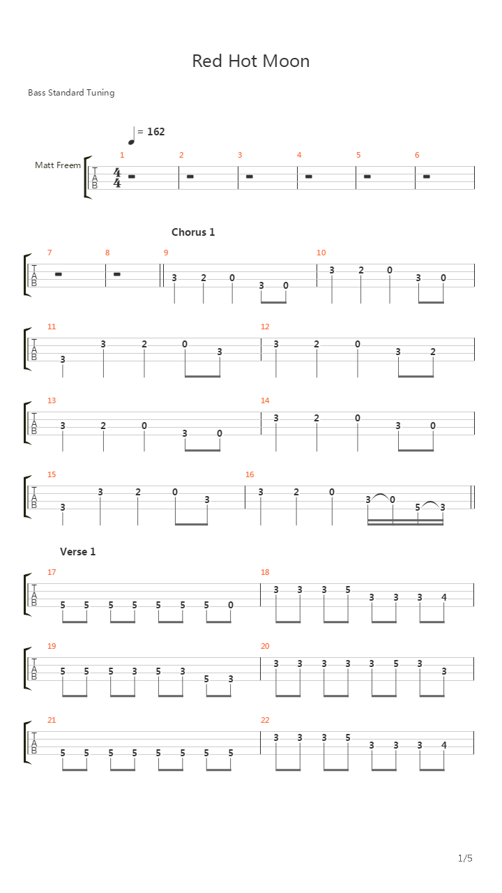 Red Hot Moon吉他谱