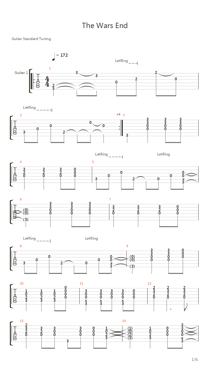 The Wars End吉他谱