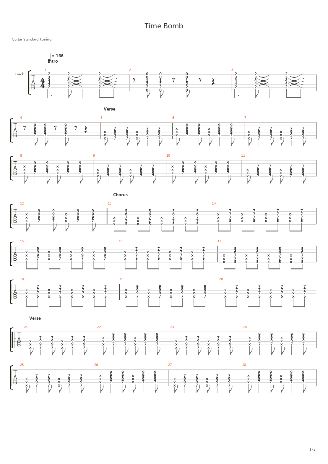 Time Bomb吉他谱