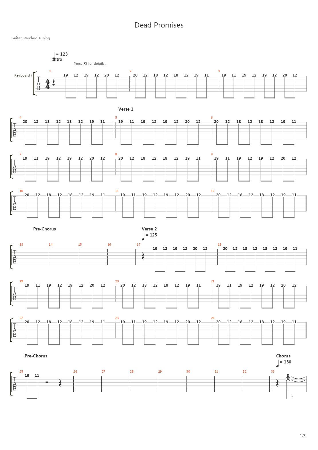 Dead Promises吉他谱