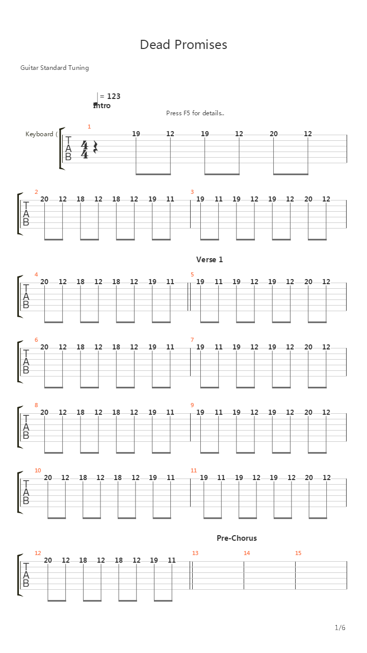 Dead Promises吉他谱