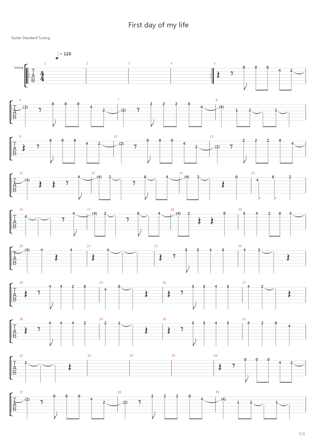 First Day Of My Life吉他谱