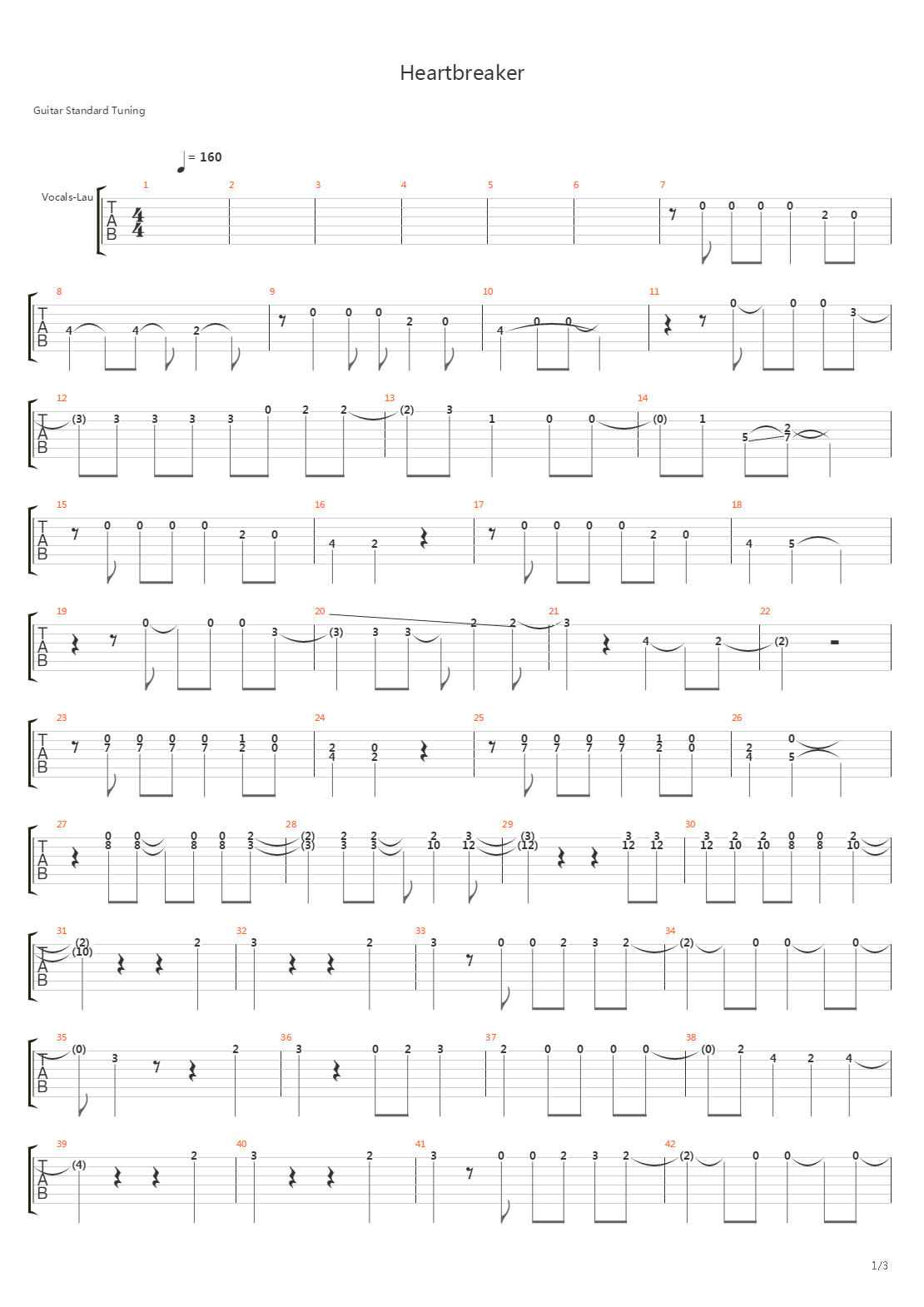 Heartbreaker吉他谱