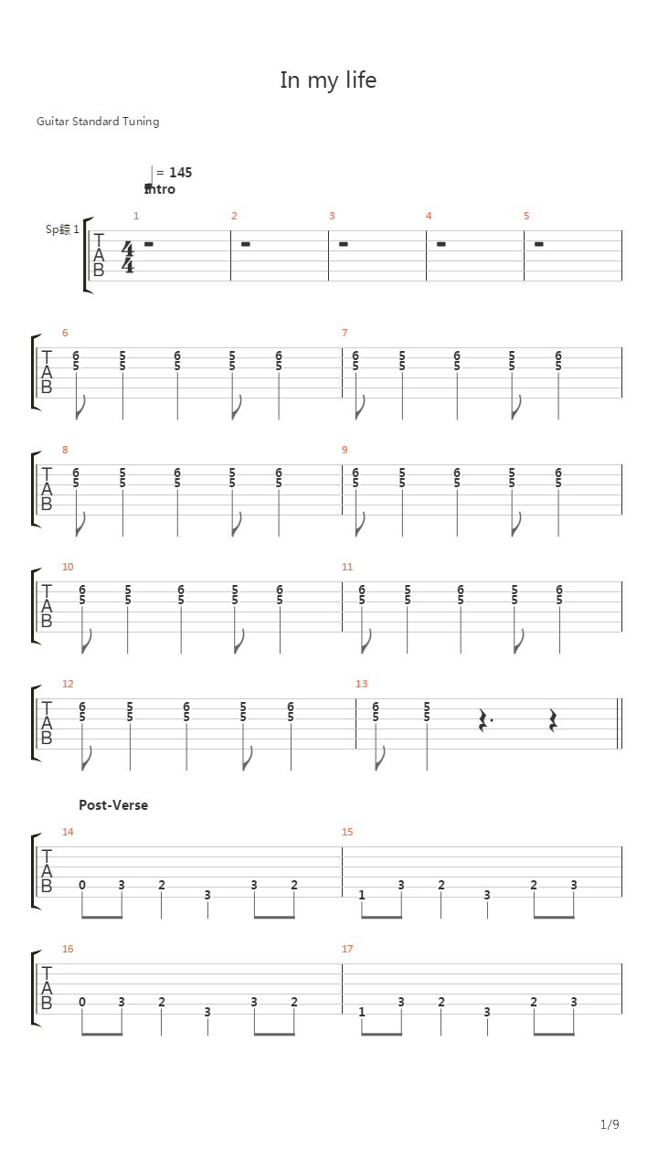 In My Life吉他谱