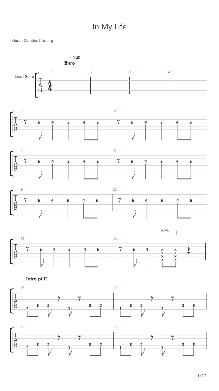 In My Life吉他谱