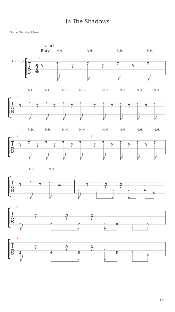 In The Shadows吉他谱