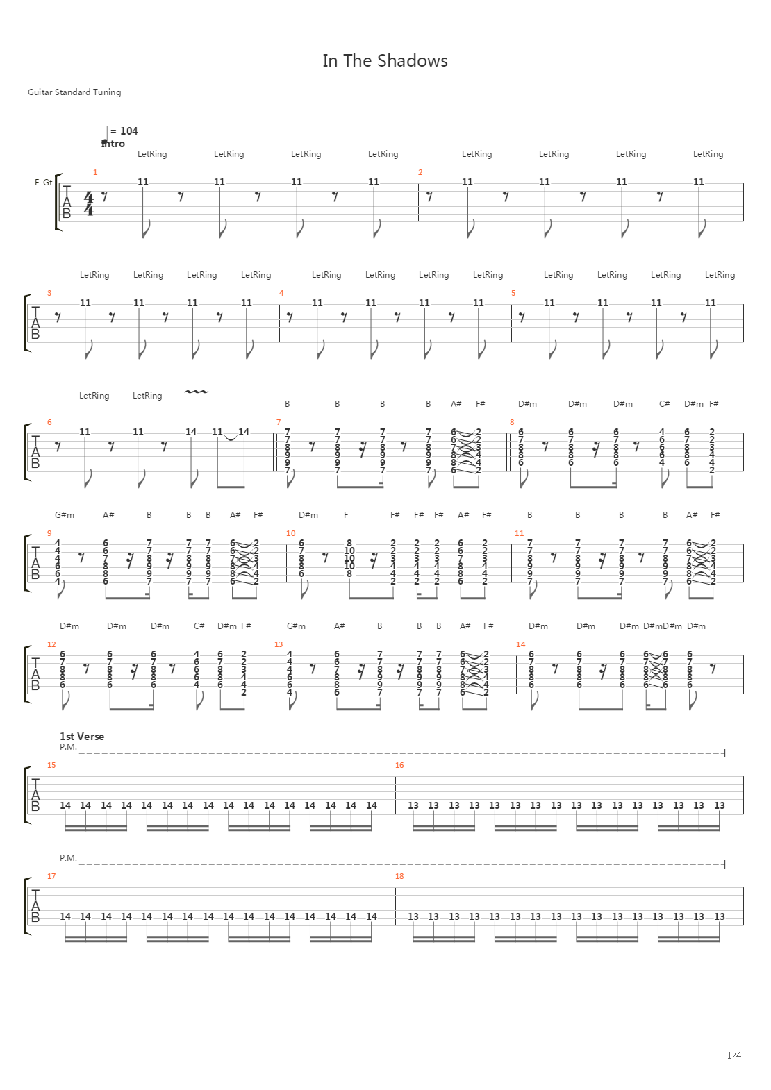 In The Shadows吉他谱