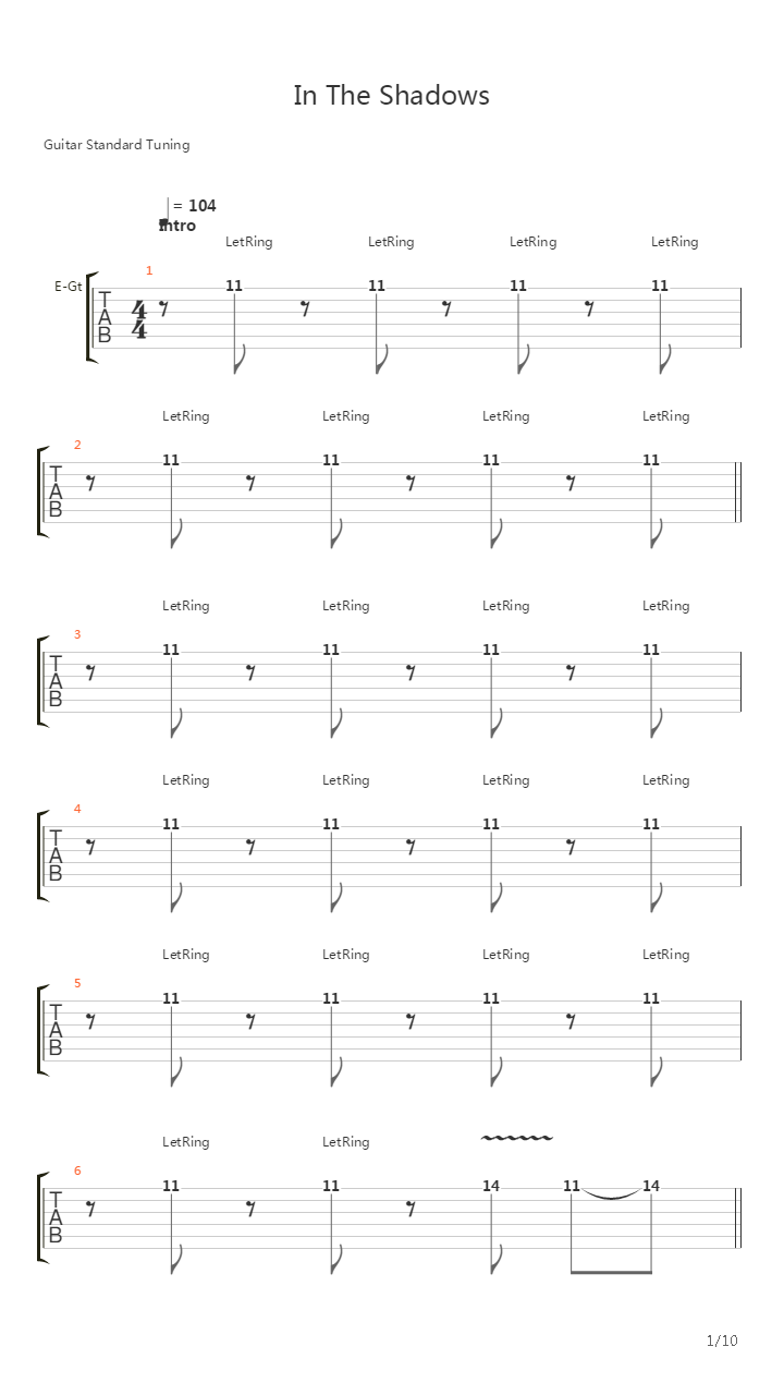 In The Shadows吉他谱