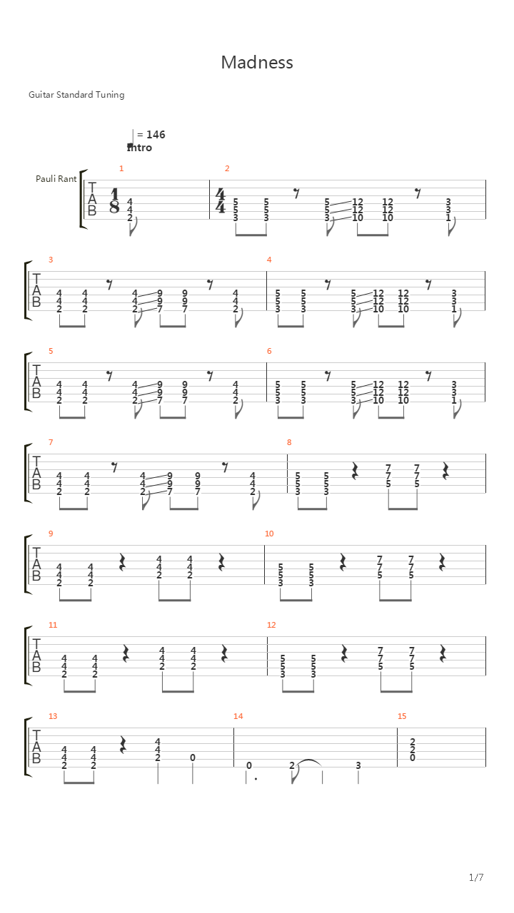 Madness吉他谱