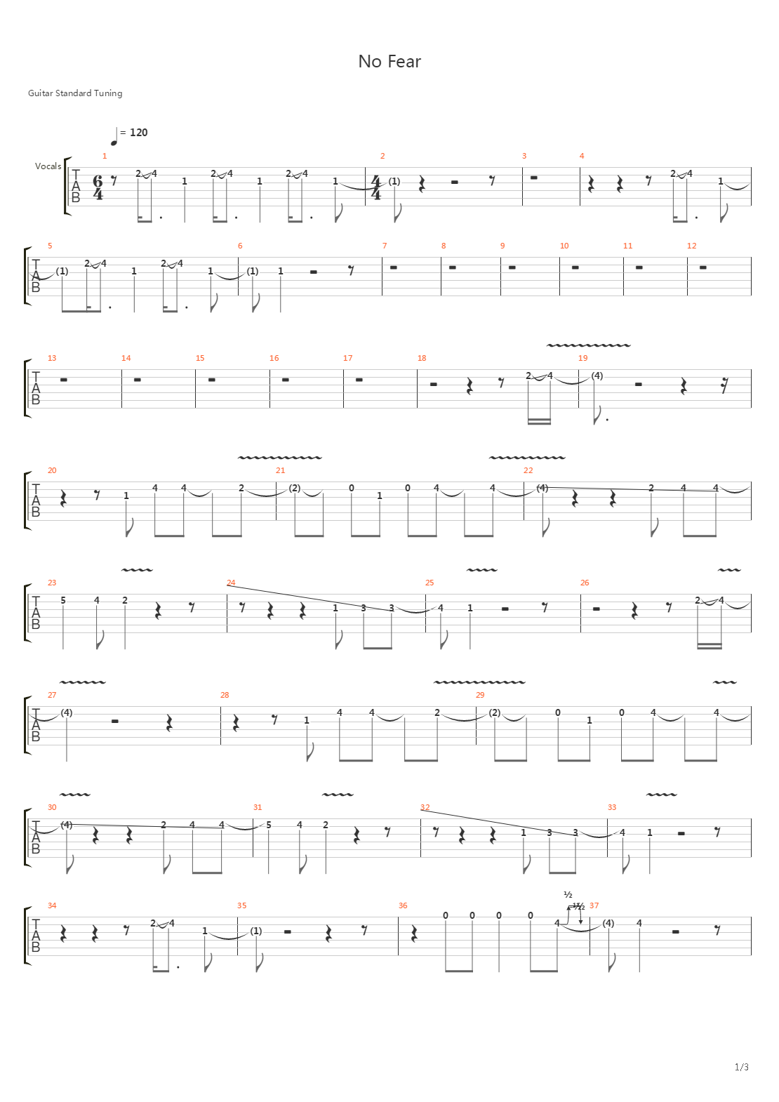 No Fear吉他谱