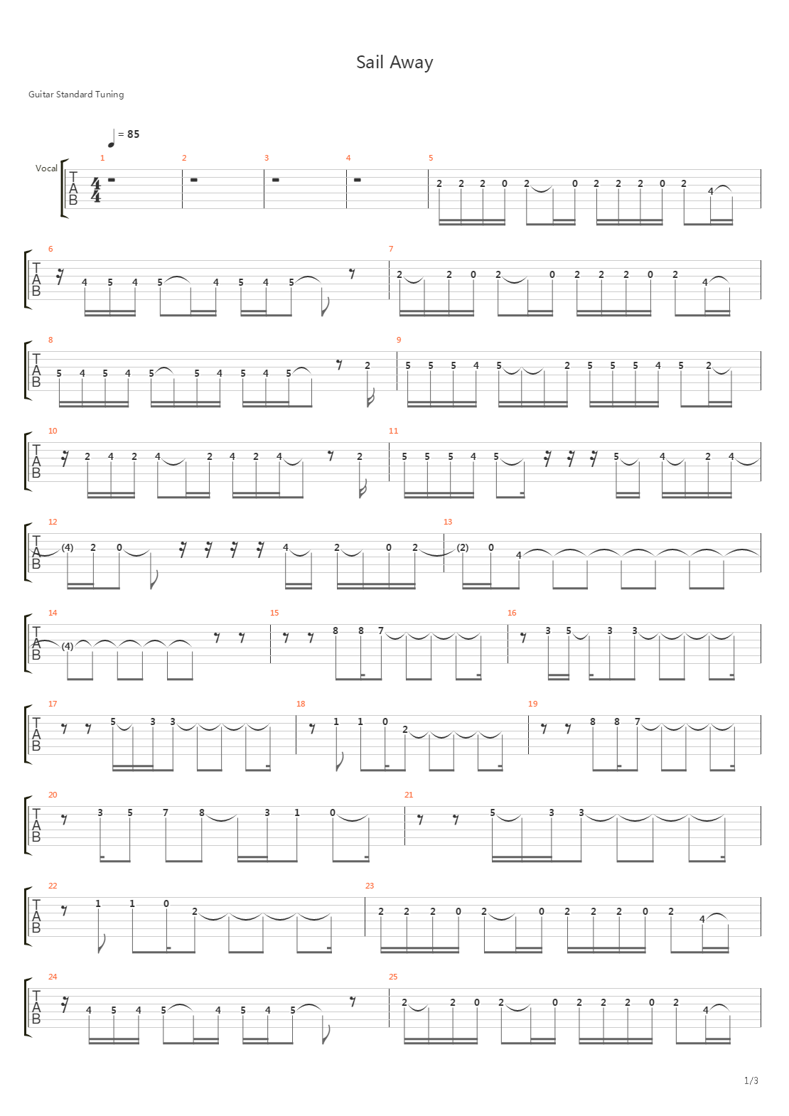 Sail Away吉他谱