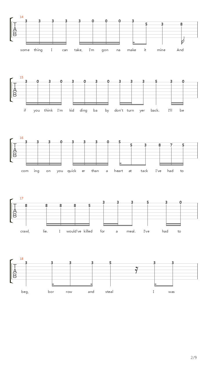 All Or Nothing吉他谱