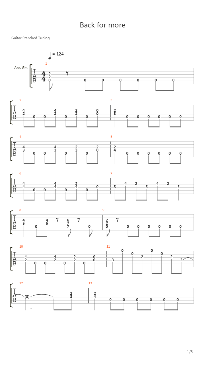 Back For More吉他谱