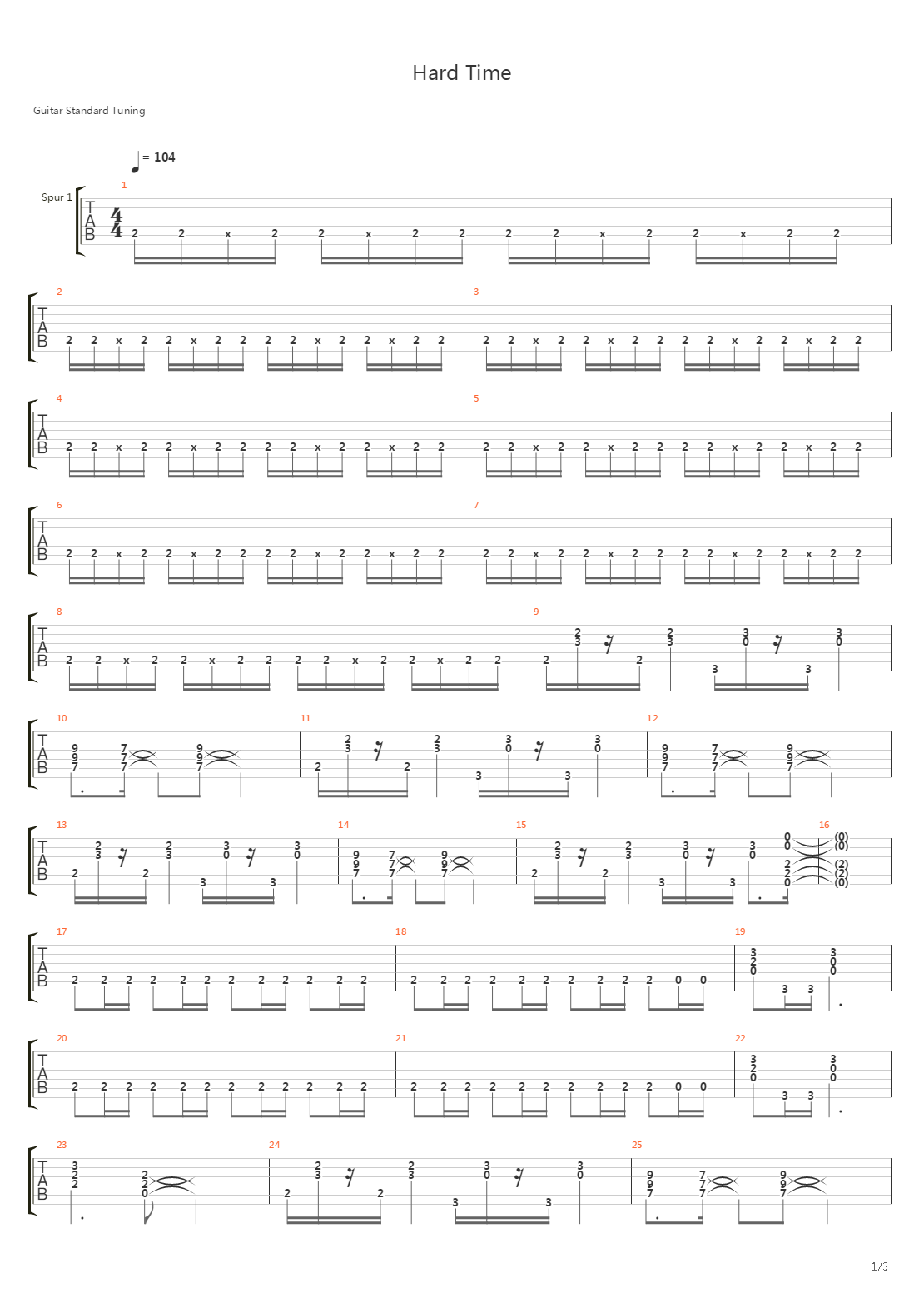 Hard Time吉他谱