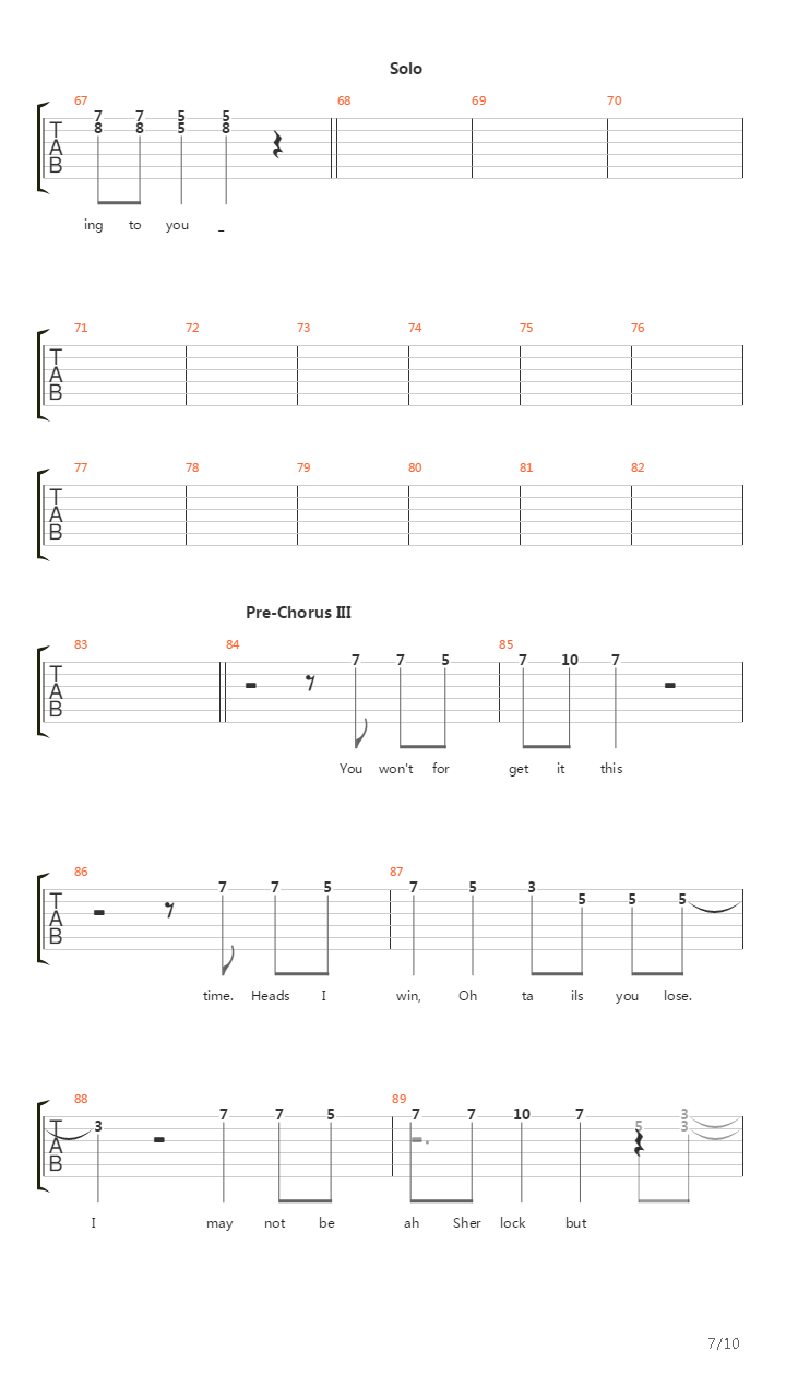 Heads I Win Tails You Lose吉他谱