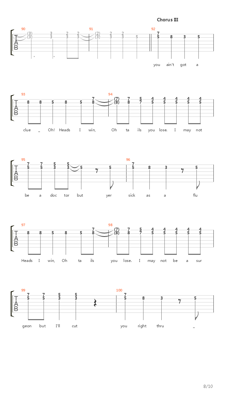 Heads I Win Tails You Lose吉他谱