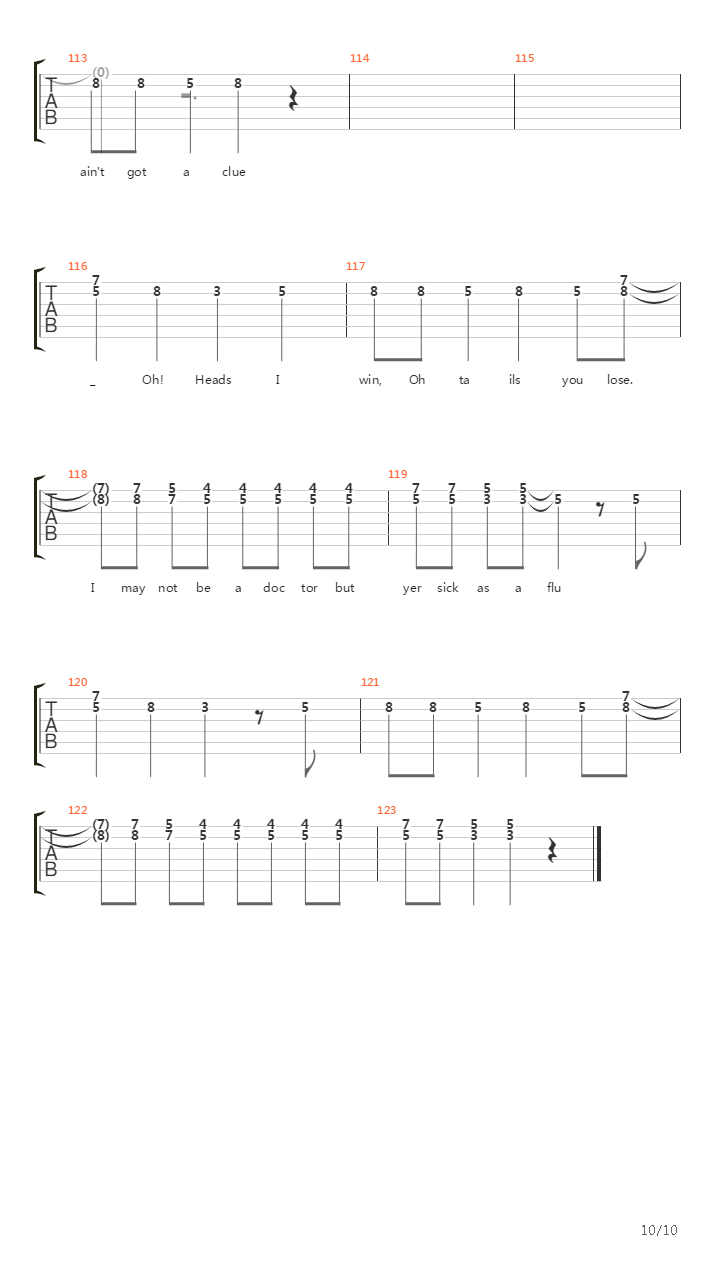 Heads I Win Tails You Lose吉他谱