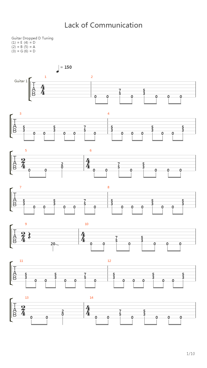 Lack Of Communication吉他谱