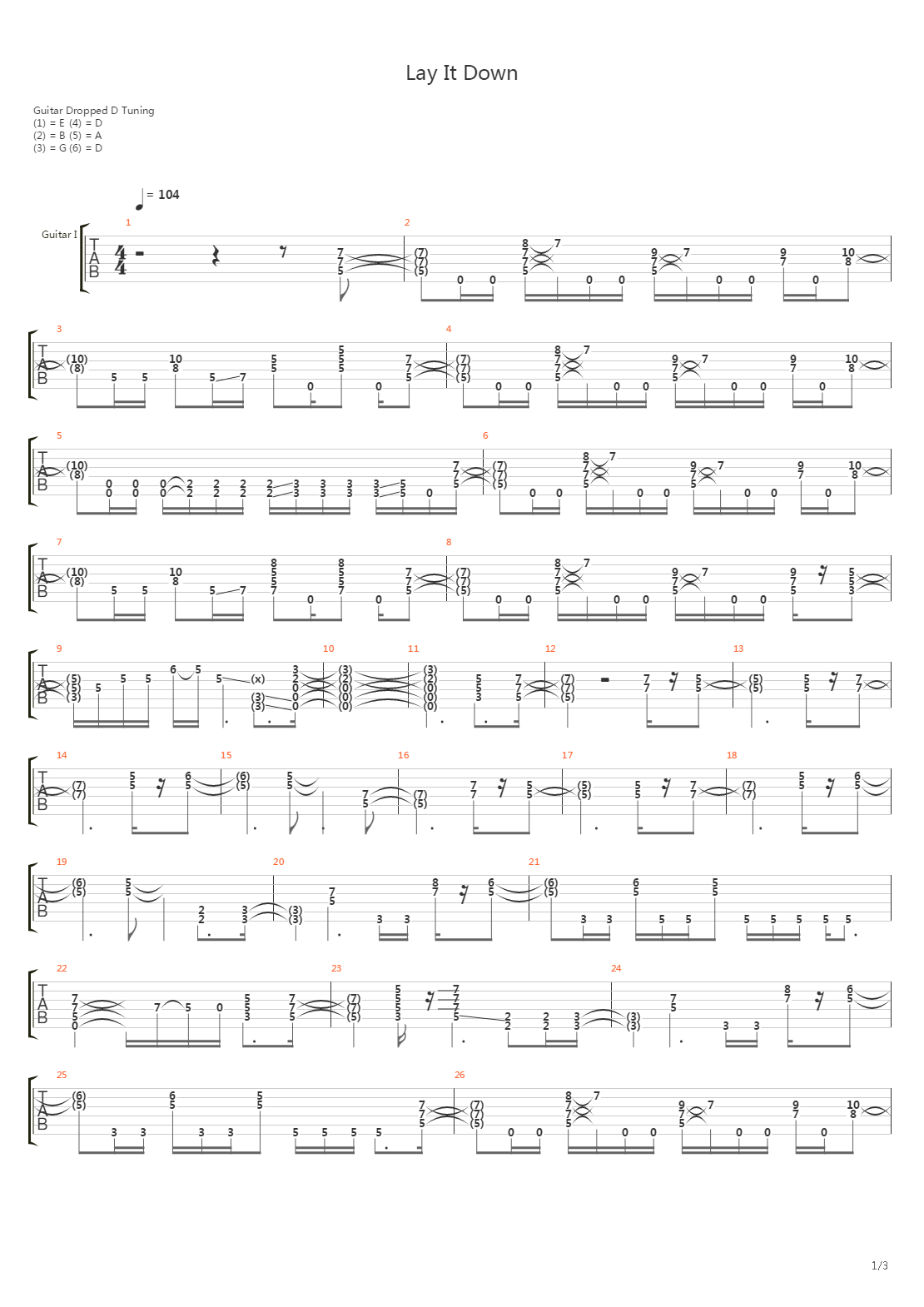 Lay It Down吉他谱