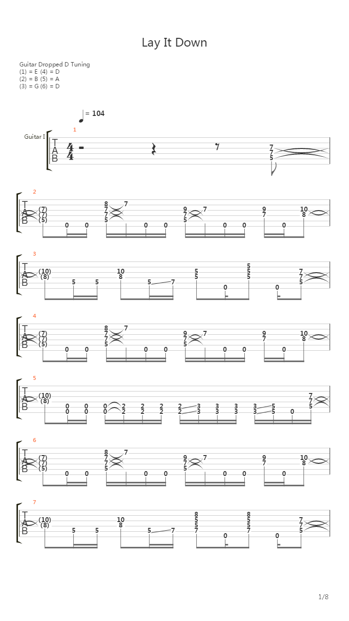 Lay It Down吉他谱