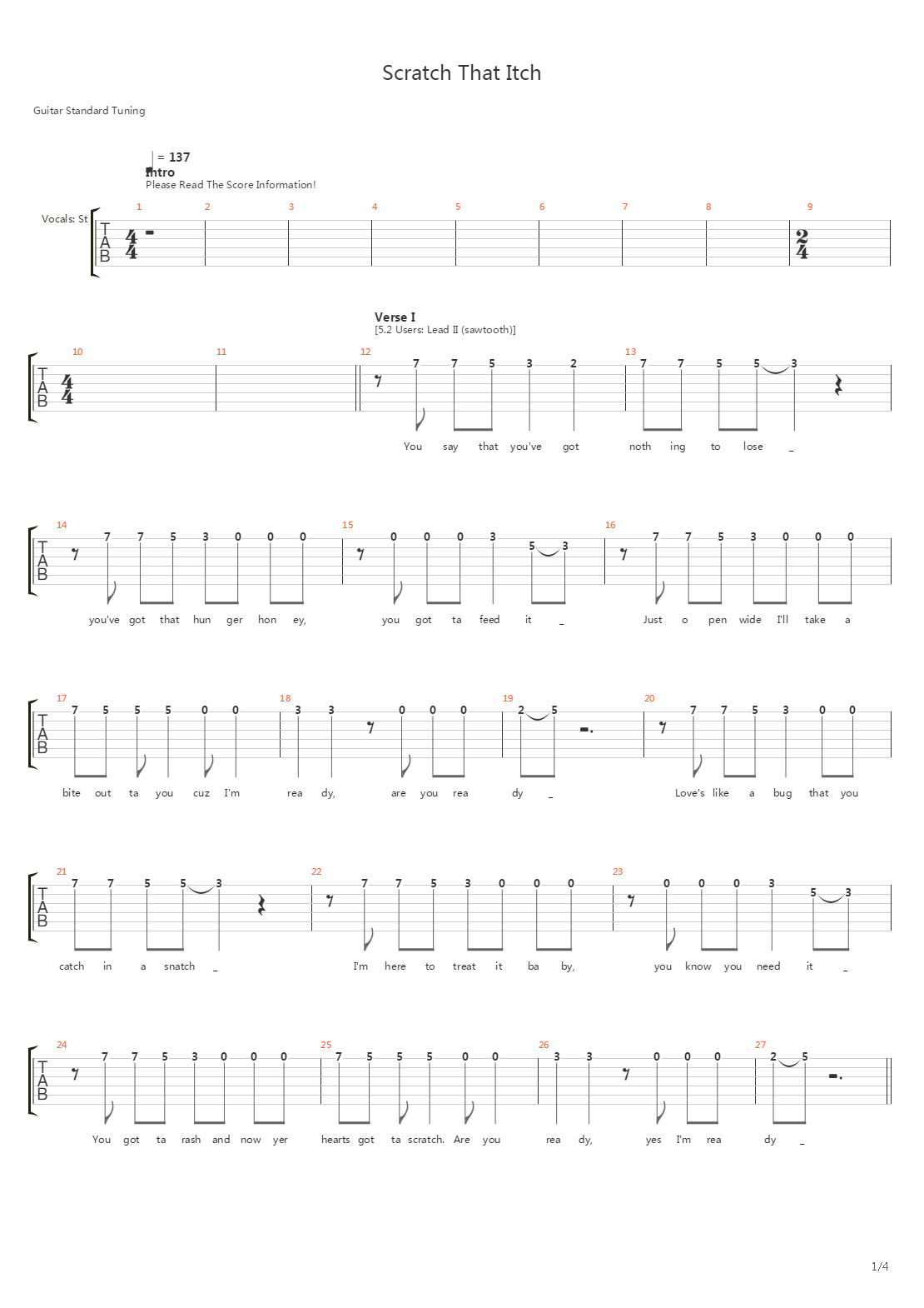 Scratch That Itch吉他谱