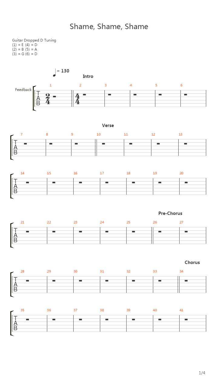 Shame Shame Shame吉他谱