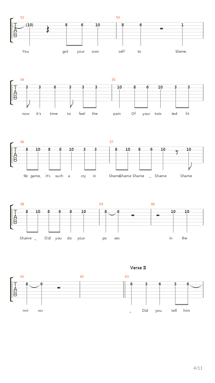 Shame Shame Shame吉他谱