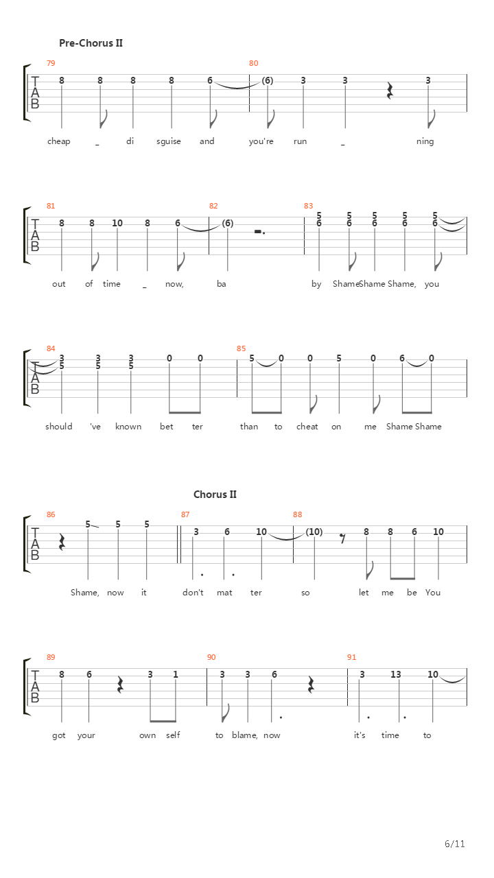 Shame Shame Shame吉他谱
