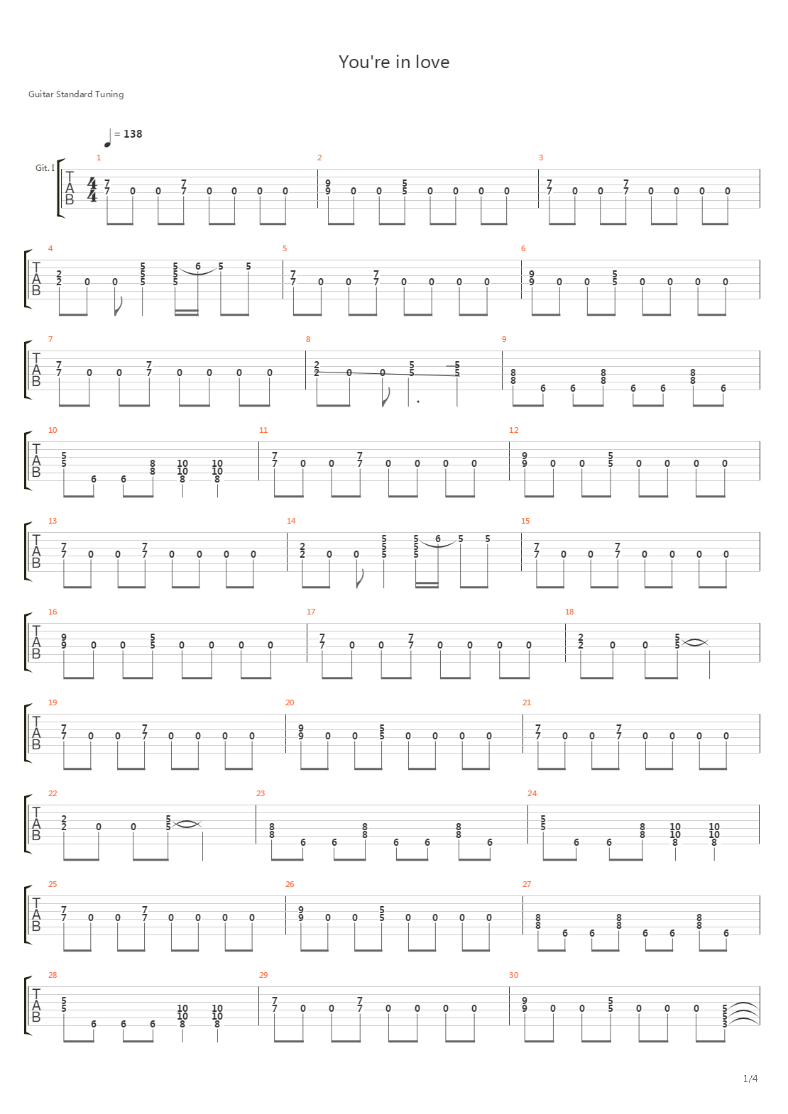 Youre In Love吉他谱