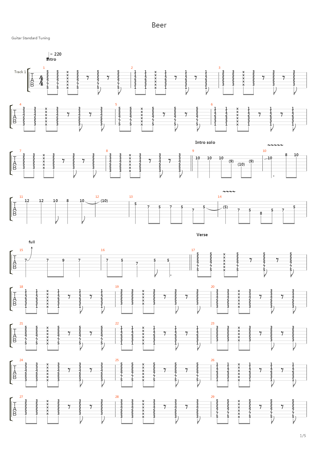 Beer吉他谱