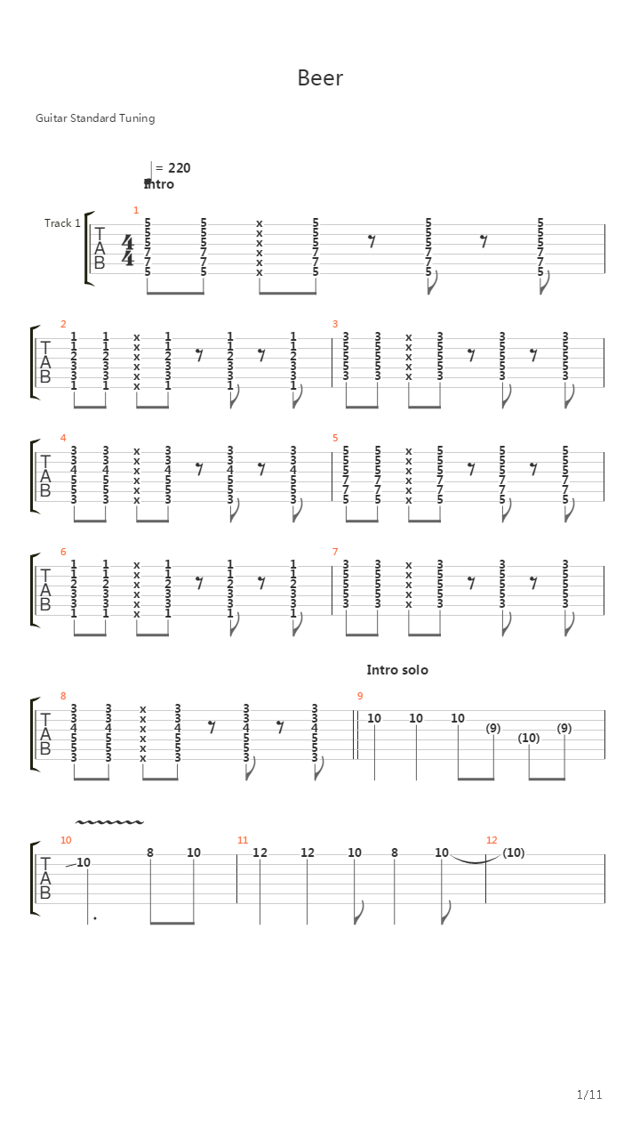 Beer吉他谱