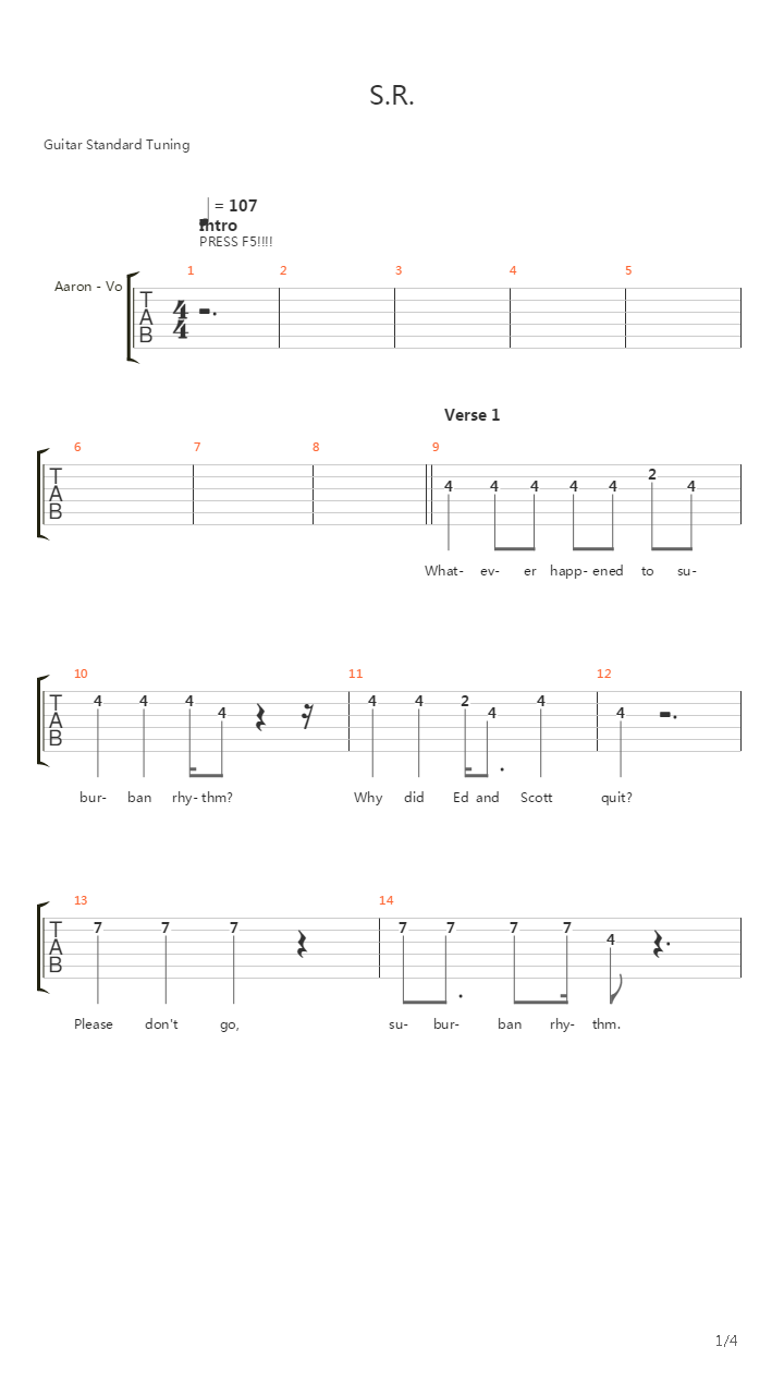 Sr吉他谱