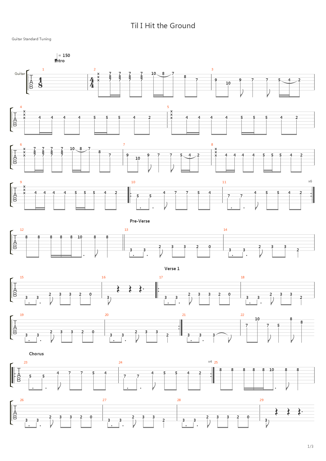 Til I Hit The Ground吉他谱