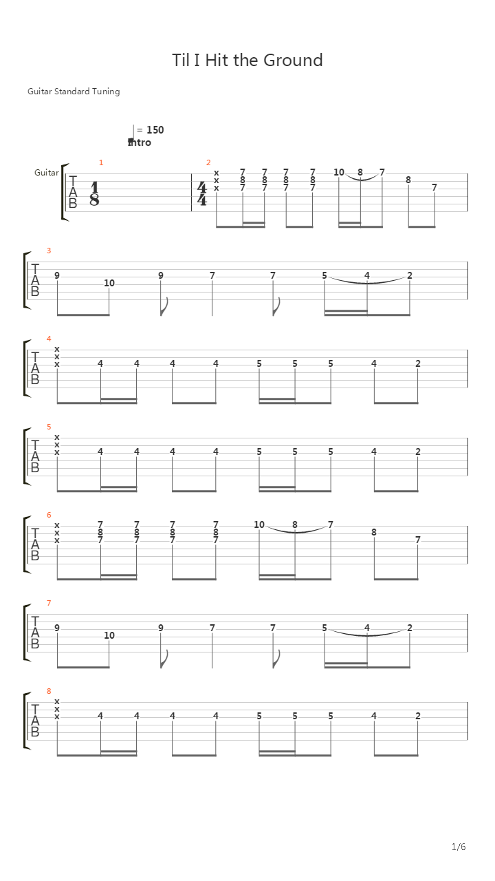 Til I Hit The Ground吉他谱