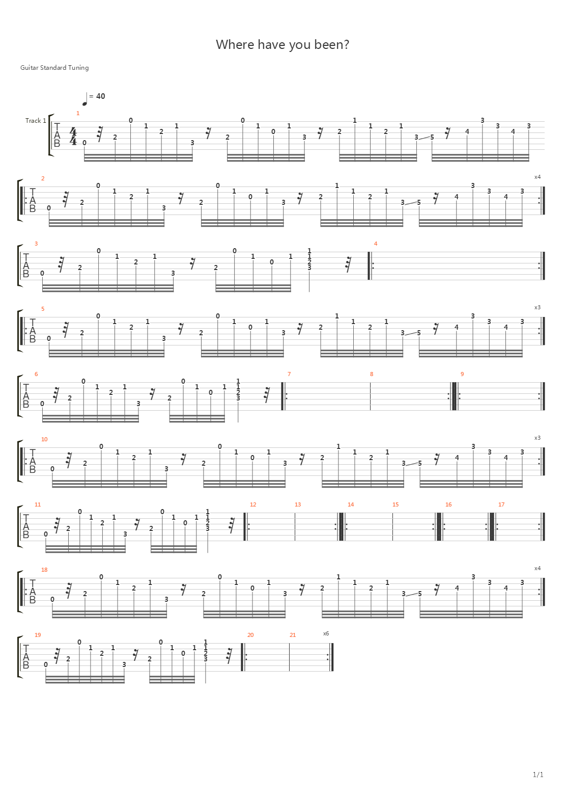 Where Have You Been吉他谱