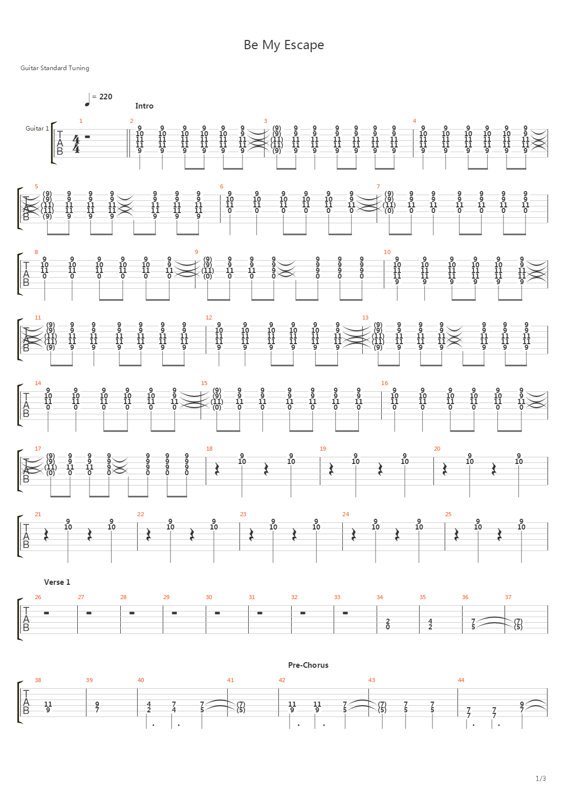 Be My Escape吉他谱