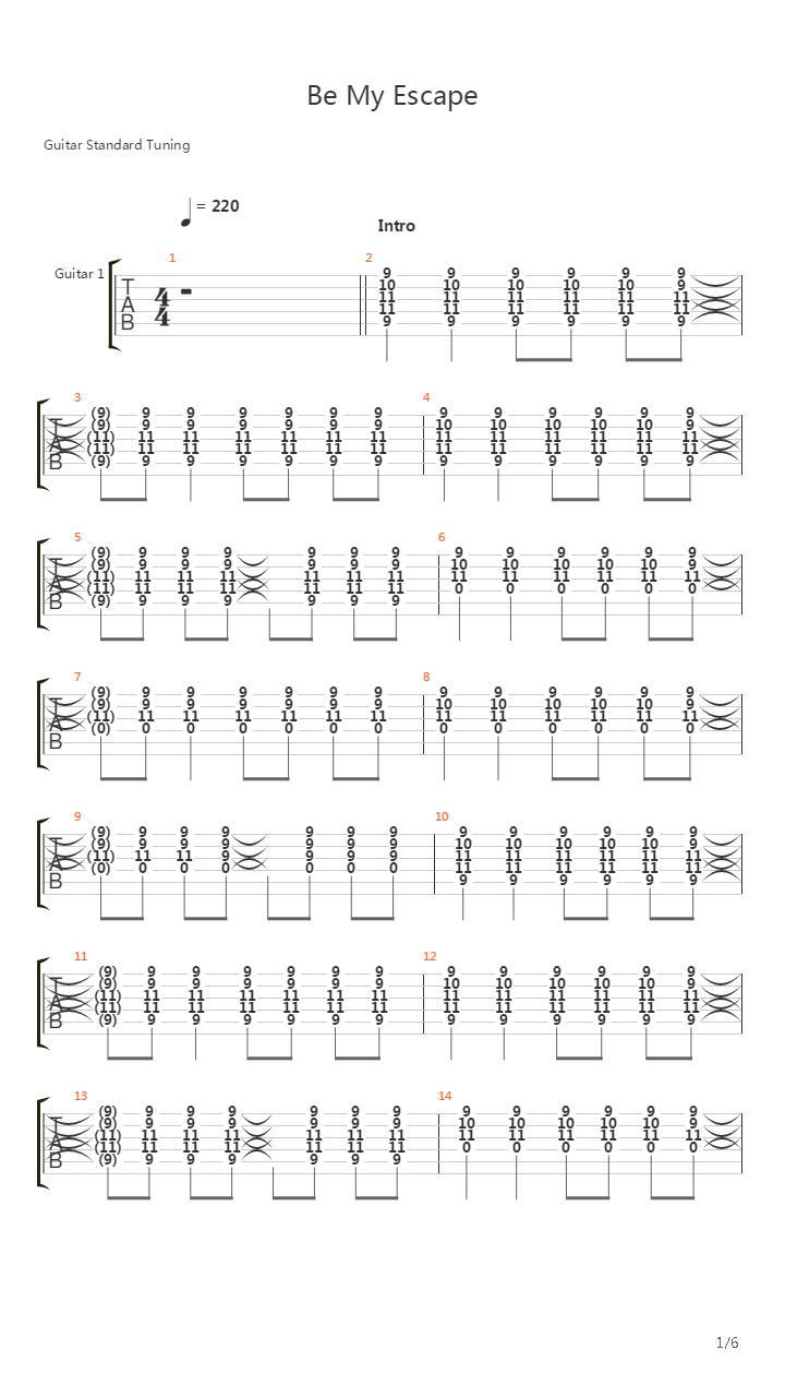 Be My Escape吉他谱