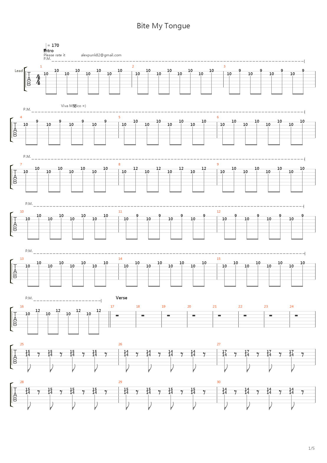 Bite My Tongue吉他谱