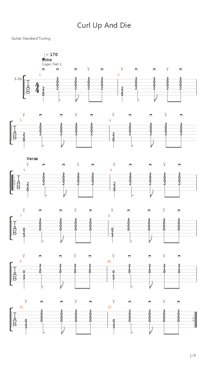 Curl Up And Die吉他谱