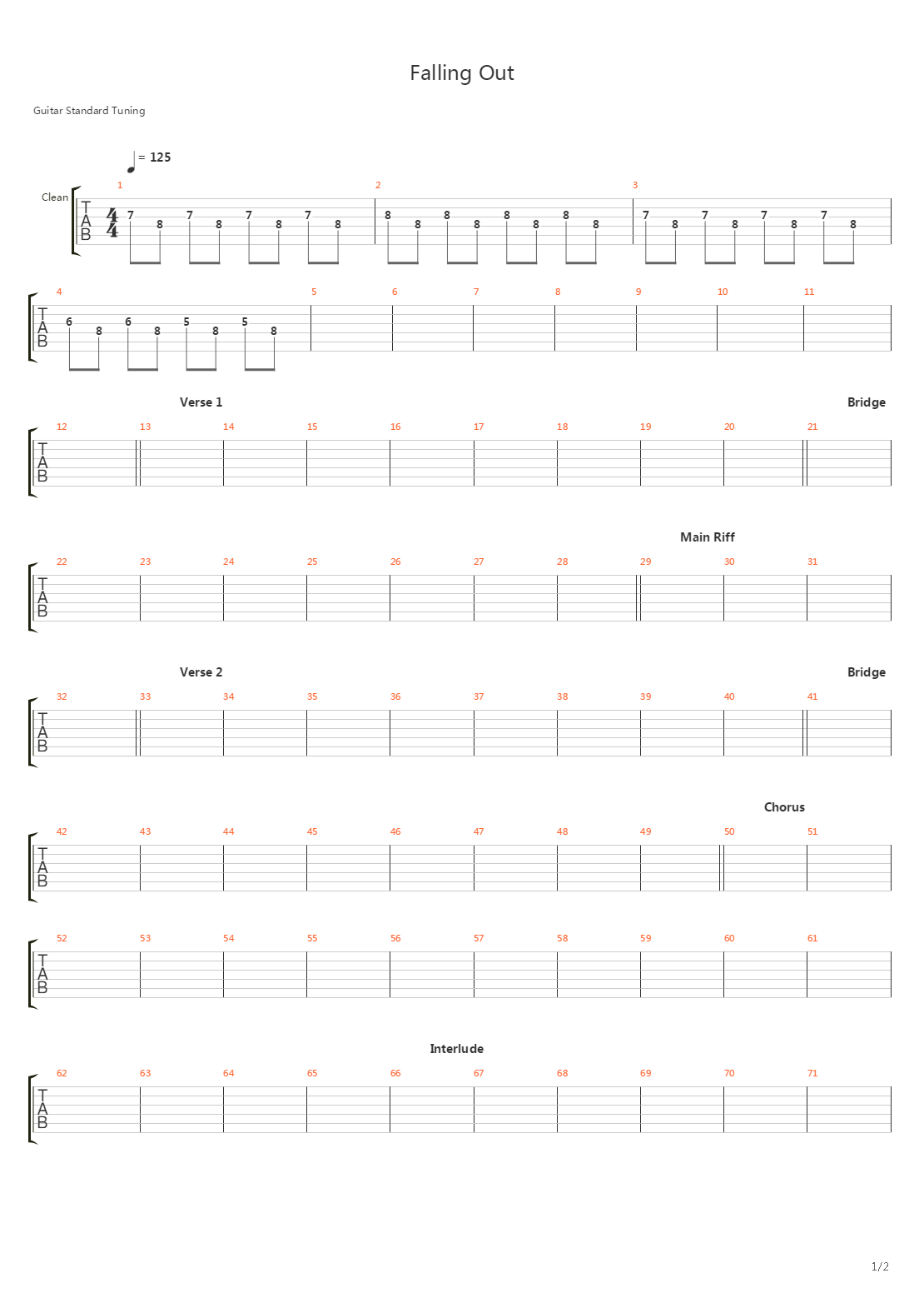 Falling Out吉他谱