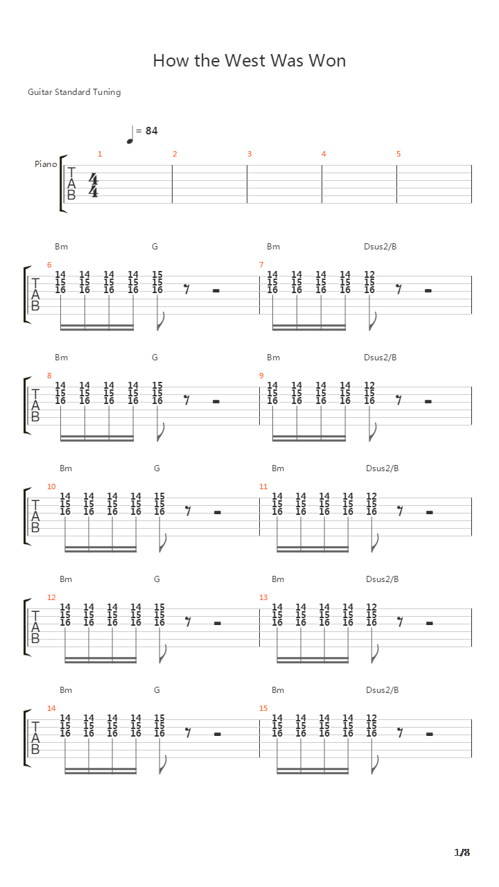 How The West Was Won吉他谱