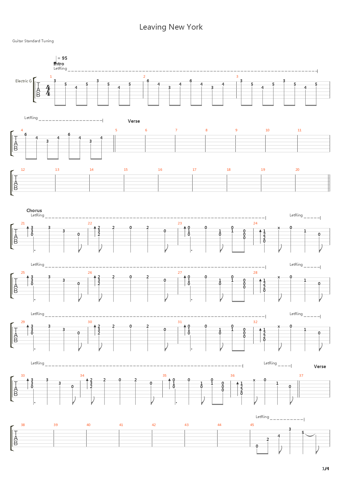 Leaving New York吉他谱