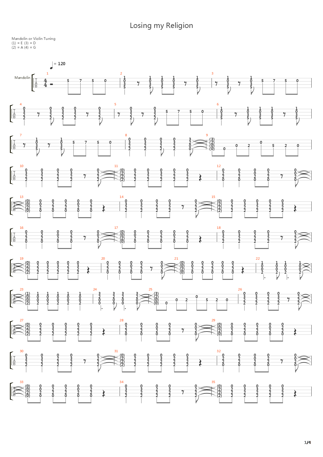 Losing My Religion吉他谱