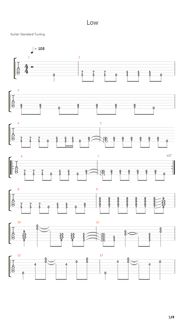 Low吉他谱