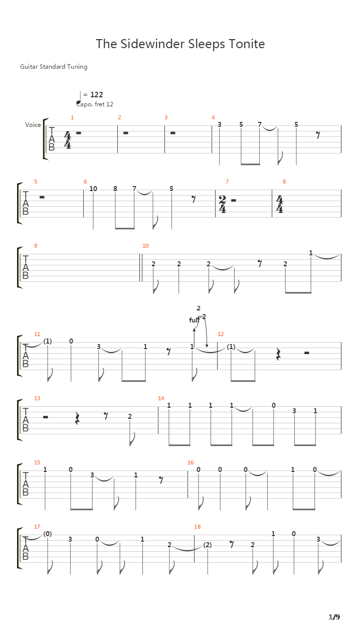 The Sidewinter Sleeps Tonite吉他谱