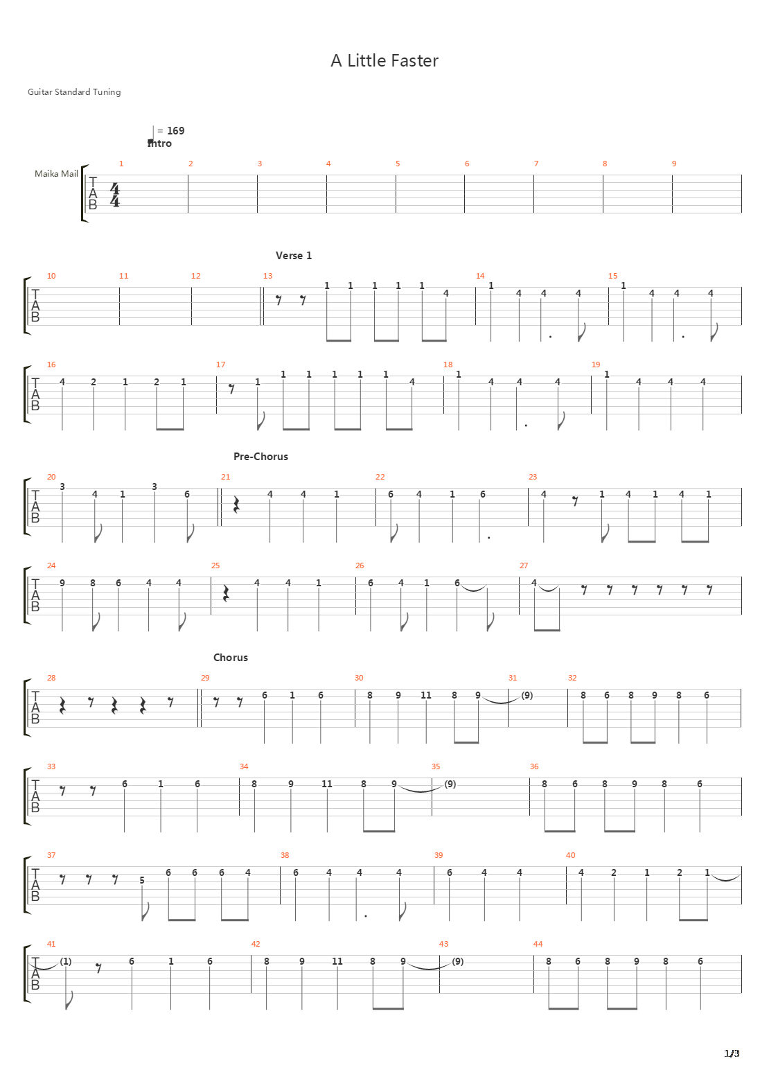 A Little Faster吉他谱