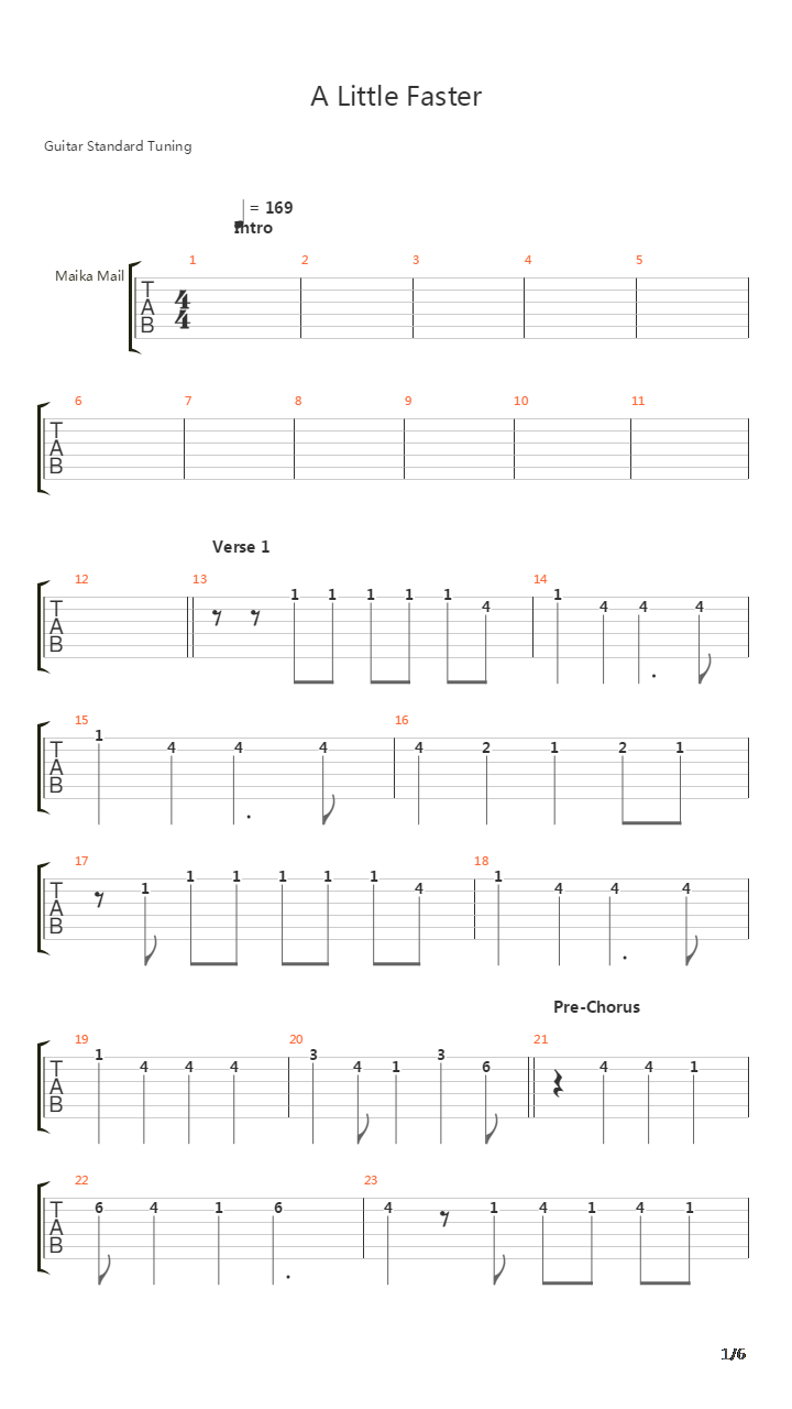 A Little Faster吉他谱