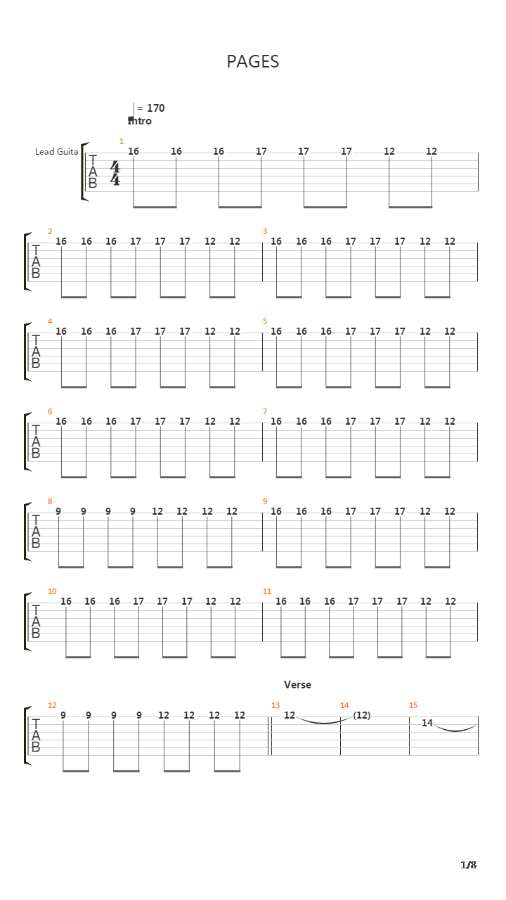 Pages吉他谱